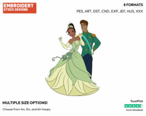 Tiana, Naveen - Disney's The Princess and the Frog - Embroidery Design in 3 sizes & 8 formats
