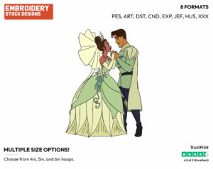 Tiana, Naveen Wedding - Disney's The Princess and the Frog - Embroidery Design in 3 sizes & 8 formats
