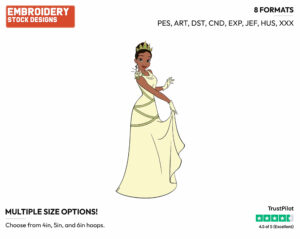 Tiana In Her Wedding Dress - Disney's The Princess and the Frog - Embroidery Design in 3 sizes & 8 formats
