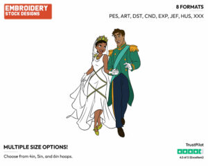 Tiana, Naveen Wedding Day - Disney's The Princess and the Frog - Embroidery Design in 3 sizes & 8 formats