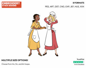 Tiana Baking With Charlotte - Disney's The Princess and the Frog - Embroidery Design in 3 sizes & 8 formats