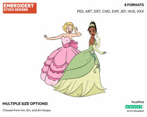 Charlotte, Tiana - Disney's The Princess and the Frog - Embroidery Design in 3 sizes & 8 formats