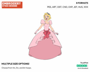 Charlotte - Disney's The Princess and the Frog - Embroidery Design in 3 sizes & 8 formats