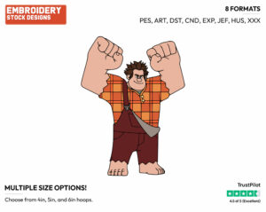 Ralph Holding His Arms Up - Disney's Ralph Breaks the Internet - Embroidery Design in 3 sizes & 8 formats