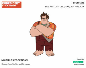 Ralph Standing With Arms Crossed - Disney's Ralph Breaks the Internet - Embroidery Design in 3 sizes & 8 formats