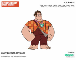 Ralph Wearing Hero Medal - Disney's Ralph Breaks the Internet - Embroidery Design in 3 sizes & 8 formats