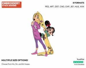 Vanellope, Rapunzel - Disney's Ralph Breaks the Internet - Embroidery Design in 3 sizes & 8 formats