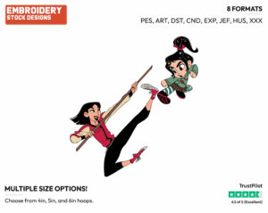 Vanellope, Mulan - Disney's Ralph Breaks the Internet - Embroidery Design in 3 sizes & 8 formats