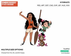 Moana, Vanellope - Disney's Ralph Breaks the Internet - Embroidery Design in 3 sizes & 8 formats