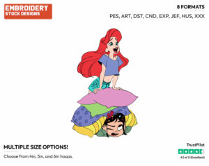 Ariel Singing, Vanellope - Disney's Ralph Breaks the Internet - Embroidery Design in 3 sizes & 8 formats