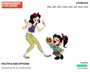 Snow White, Vanellope With Poisoned Apple - Disney's Ralph Breaks the Internet - Embroidery Design in 3 sizes & 8 formats