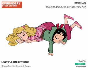 Aurora, Vanellope Sleeping - Disney's Ralph Breaks the Internet - Embroidery Design in 3 sizes & 8 formats