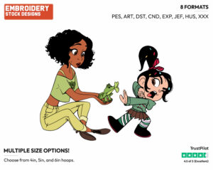 Tiana, Naveen, Vanellope - Disney's Ralph Breaks the Internet - Embroidery Design in 3 sizes & 8 formats