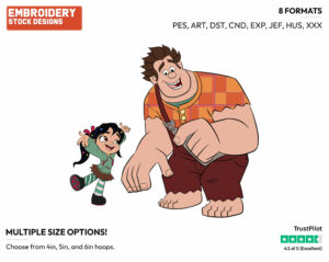 Ralph, Vanellope - Disney's Ralph Breaks the Internet - Embroidery Design in 3 sizes & 8 formats