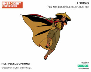 Raya Leaping With Her Sword - Disney's Raya and the Last Dragon - Embroidery Design in 3 sizes & 8 formats