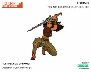 Raya With Her Sword - Disney's Raya and the Last Dragon - Embroidery Design in 3 sizes & 8 formats