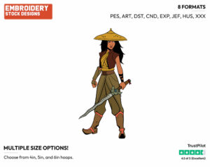 Raya - Disney's Raya and the Last Dragon - Embroidery Design in 3 sizes & 8 formats