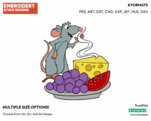 Remy - Disney's Ratatouille - Embroidery Design in 3 sizes & 8 formats