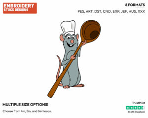 Remy - Disney's Ratatouille - Embroidery Design in 3 sizes & 8 formats