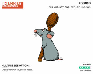 Remy - Disney's Ratatouille - Embroidery Design in 3 sizes & 8 formats