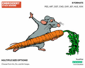 Remy Dancing With Carrot - Disney's Ratatouille - Embroidery Design in 3 sizes & 8 formats