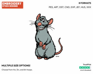 Remy - Disney's Ratatouille - Embroidery Design in 3 sizes & 8 formats