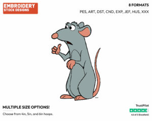 Remy - Disney's Ratatouille - Embroidery Design in 3 sizes & 8 formats