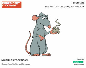 Remy - Disney's Ratatouille - Embroidery Design in 3 sizes & 8 formats