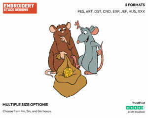 Remy, Emile - Disney's Ratatouille - Embroidery Design in 3 sizes & 8 formats