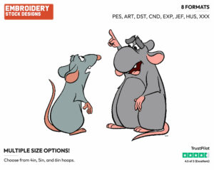 Remy, Django - Disney's Ratatouille - Embroidery Design in 3 sizes & 8 formats