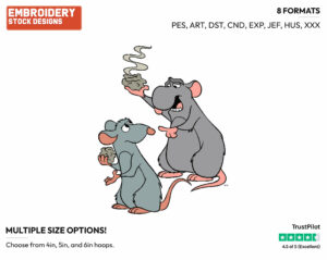 Remy, Django - Disney's Ratatouille - Embroidery Design in 3 sizes & 8 formats
