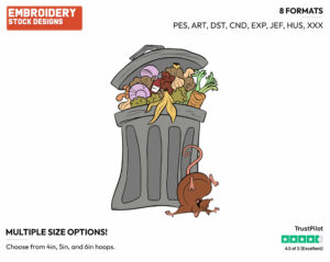 Emile, Garbage - Disney's Ratatouille - Embroidery Design in 3 sizes & 8 formats