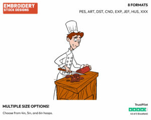 Linguini - Disney's Ratatouille - Embroidery Design in 3 sizes & 8 formats