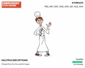Linguini - Disney's Ratatouille - Embroidery Design in 3 sizes & 8 formats