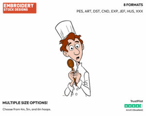 Linguini - Disney's Ratatouille - Embroidery Design in 3 sizes & 8 formats