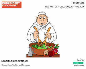 Chef Preparing Salad - Disney's Ratatouille - Embroidery Design in 3 sizes & 8 formats