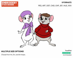 Bernard, Bianca - Disney's The Rescuers Down Under - Embroidery Design in 3 sizes & 8 formats