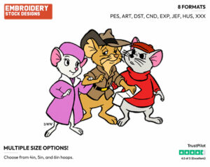 Bernard, Bianca, Jake - Disney's The Rescuers Down Under - Embroidery Design in 3 sizes & 8 formats