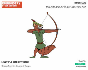 Robin Hood Bow And Arrow - Disney's Robin Hood - Embroidery Design in 3 sizes & 8 formats