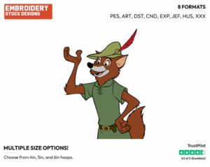 Robin Hood - Disney's Robin Hood - Embroidery Design in 3 sizes & 8 formats