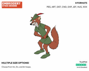 Robin Hood - Disney's Robin Hood - Embroidery Design in 3 sizes & 8 formats