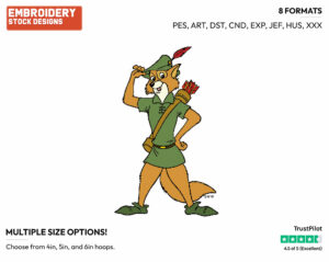 Robin Hood - Disney's Robin Hood - Embroidery Design in 3 sizes & 8 formats