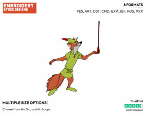 Robin Hood - Disney's Robin Hood - Embroidery Design in 3 sizes & 8 formats