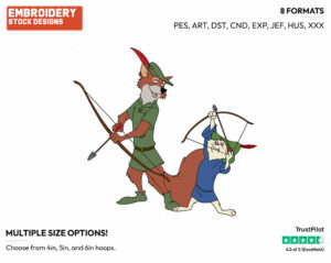 Robin Hood, Skippy - Disney's Robin Hood - Embroidery Design in 3 sizes & 8 formats