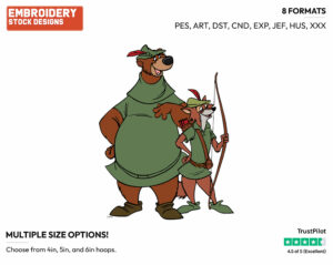 Robin Hood, Little John - Disney's Robin Hood - Embroidery Design in 3 sizes & 8 formats