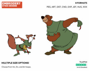 Robin Hood, Little John - Disney's Robin Hood - Embroidery Design in 3 sizes & 8 formats