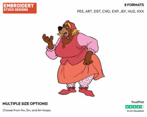 Little John In Woman's Disguise - Disney's Robin Hood - Embroidery Design in 3 sizes & 8 formats