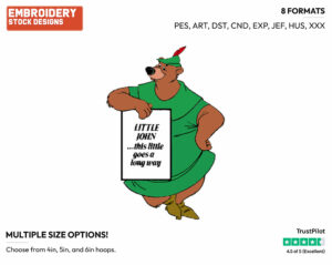 Little John - Disney's Robin Hood - Embroidery Design in 3 sizes & 8 formats