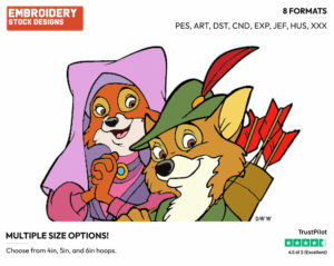 Maid Marian, Robin Hood - Disney's Robin Hood - Embroidery Design in 3 sizes & 8 formats