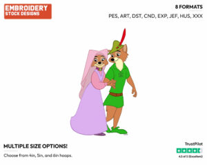 Robin Hood, Maid Marian - Disney's Robin Hood - Embroidery Design in 3 sizes & 8 formats